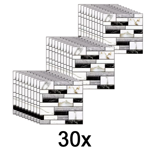 3x 3D αυτοκόλλητα τοίχου με εμφάνιση μαρμάρου (10 τεμ.) | MARBLEBLOCKS