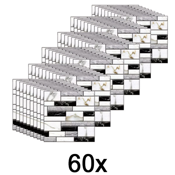 6x 3D αυτοκόλλητα τοίχου με εμφάνιση μαρμάρου (10 τεμ.) | MARBLEBLOCKS