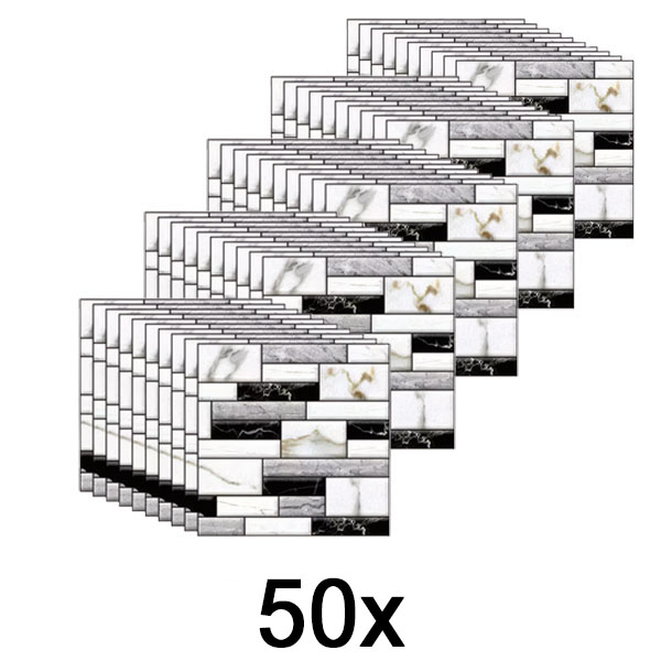 5x 3D αυτοκόλλητα τοίχου με εμφάνιση μαρμάρου (10 τεμ.) | MARBLEBLOCKS