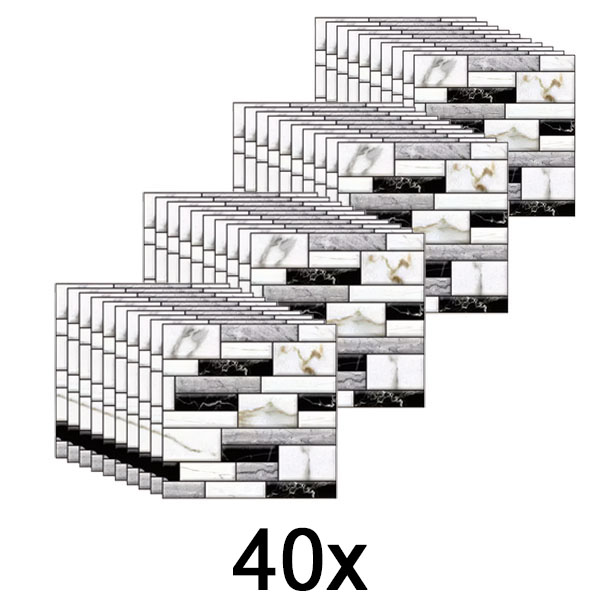 4x 3D αυτοκόλλητα τοίχου με εμφάνιση μαρμάρου (10 τεμ.) | MARBLEBLOCKS