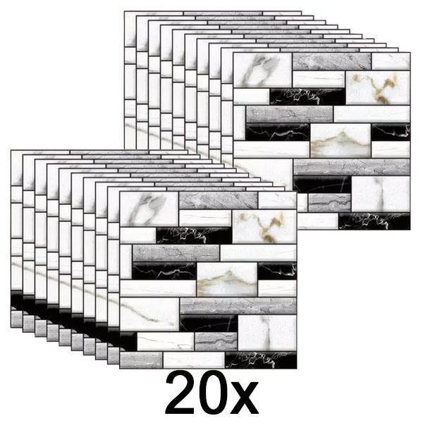 2x 3D αυτοκόλλητα τοίχου με εμφάνιση μαρμάρου (10 τεμ.) | MARBLEBLOCKS